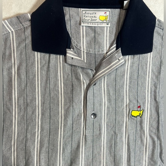 Original Vintage Augusta National Golf Shop Masters Striped Gray Polo Shirt Golf - Picture 3 of 7